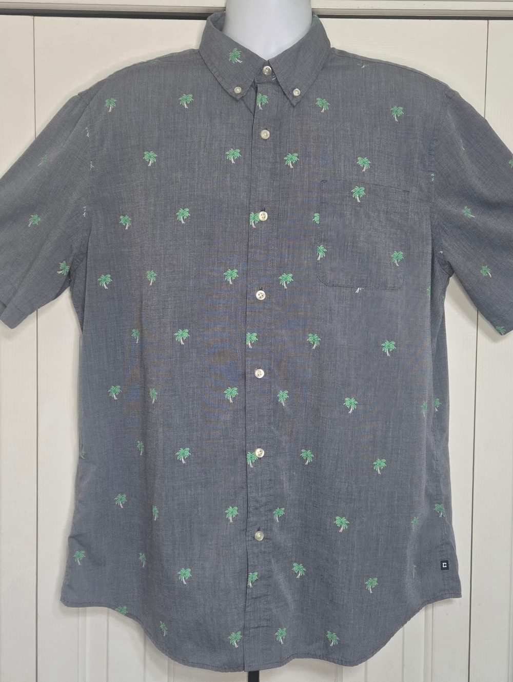 Chaps Mens XL Shirt Palm Tree Tropical Print Button Down Short Sleeve Casual